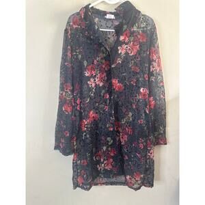Breakin' Loose floral-print button-down blouse S E